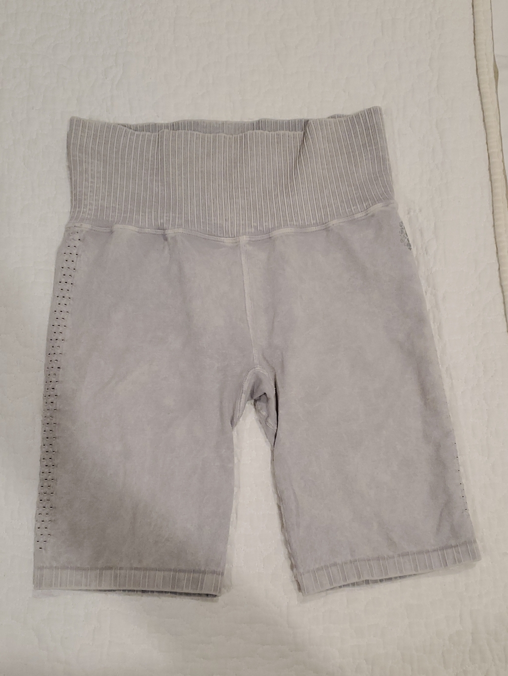 FP Movement by Free People Pale Gray Ribbed Waist Bike Shorts